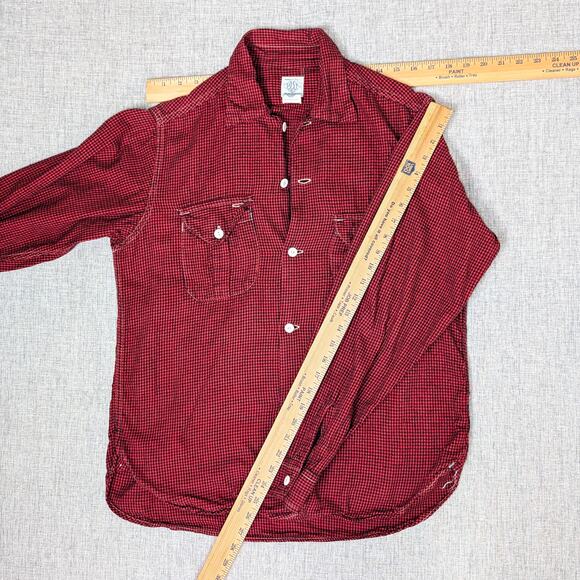 Post O'ALLS Men's Button up Shirt Red Mini check Size Medium - Picture 8 of 8